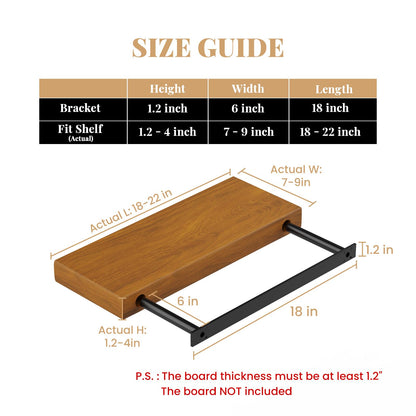 Floating shelf brackets — Heavy duty blind support hardware with drillable backplate