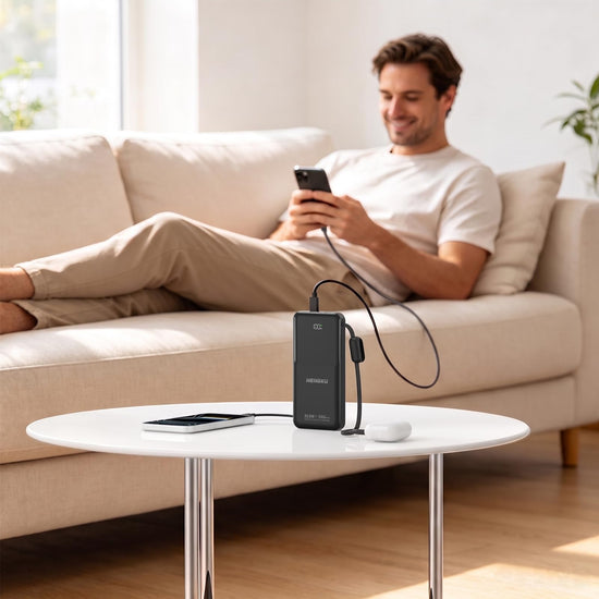 HENGKU Portable Power Bank Fast 22.5W PD Charging 10000mAh Built-in Cables, Type C Flight Safe, Z01C