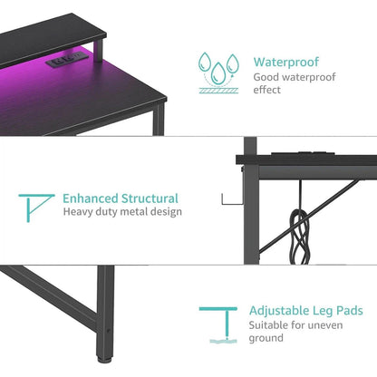 Lufeiya desk with LED lights and power outlets
