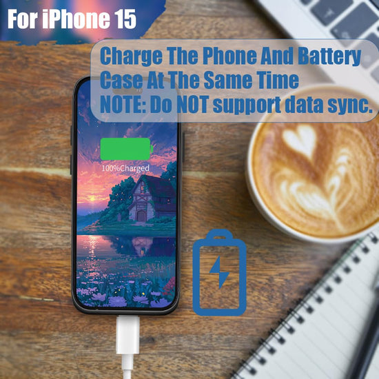 Sitong battery case - 5000mAh rechargeable for iPhone 15, 6.1 inch black