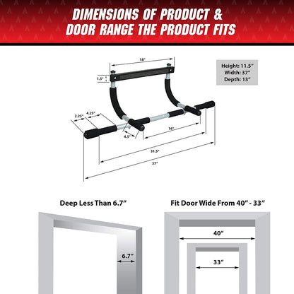 Upgrade Pull Up Bar for Doorway — Max capacity 330 lbs portable workout bar for strength training.