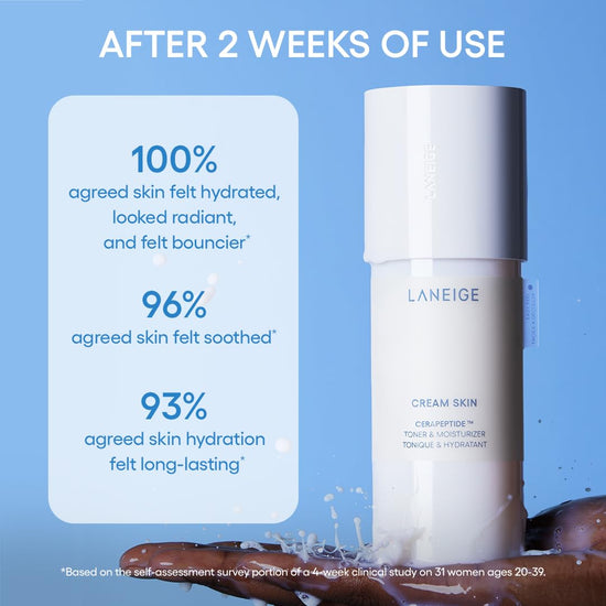 LANEIGE cream skin toner — lightweight refillable toner with ceramide and peptide