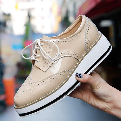 DADAWEN women's oxfords — platform lace-up wingtips with square toe