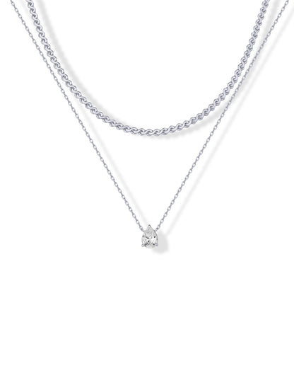 PAVOI choker necklace set with twisted Singapore chain and pear-cut stone pendant