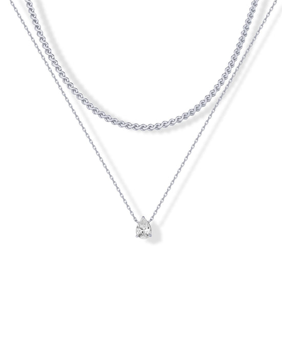 PAVOI choker necklace set with twisted Singapore chain and pear-cut stone pendant