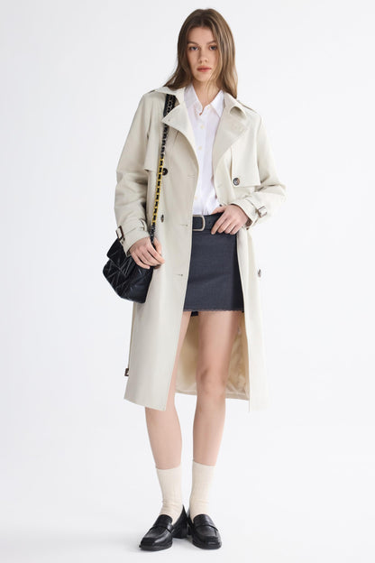 Orolay women's trench coat with belt in 3/4 length design
