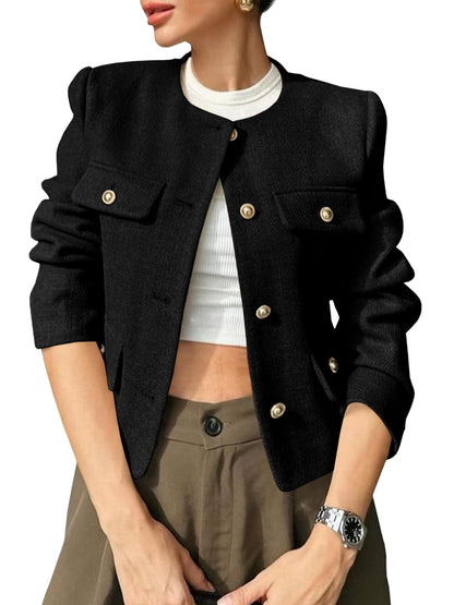 Cicy Bell women's blazer — cropped tweed design for business casual wear