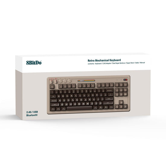 8BitDo mechanical keyboard — Bluetooth and USB-C connectivity with hot swappable keys