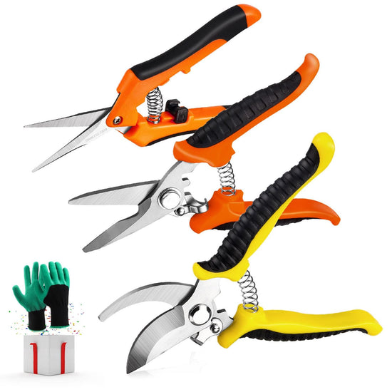 Garden shear scissors — Stainless steel blades handheld pruners set by Wevove