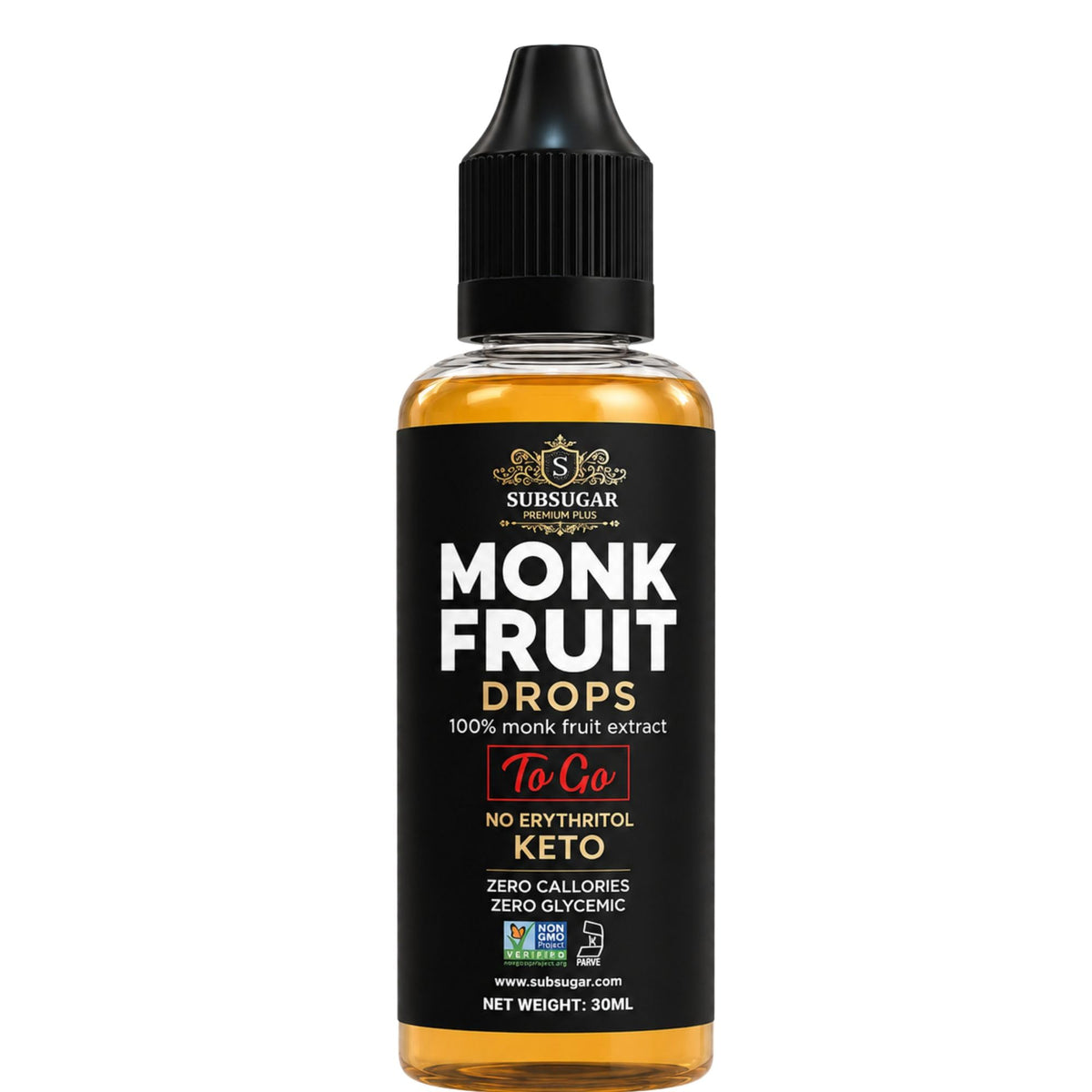 SubSugar liquid monk fruit sweetener with pump dispenser - zero calorie sugar substitute 8 fl oz