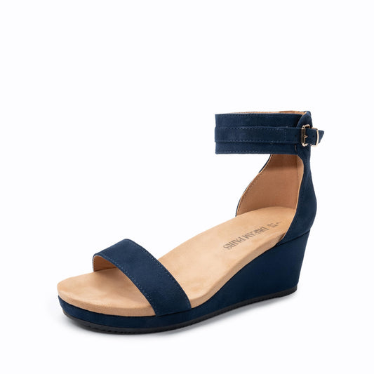 Sandal — Open toe buckle ankle strap wedge design from Dream Pairs
