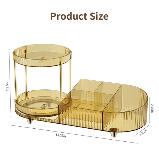 Jywantful caddy with rotating trays for vanity countertop