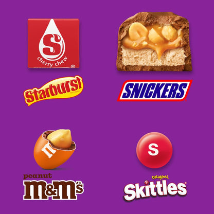 Chocolate candy — Assorted M&M'S, Snickers, Starburst and Skittles pack