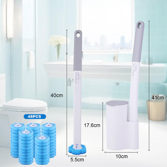 wlich Disposable Toilet Brush Set with 48 Refills, Wall Mount Holder