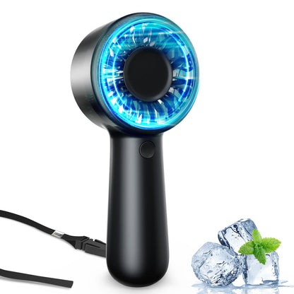 AUIIAH portable handheld fan - small turbo design with lanyard and USB rechargeable features