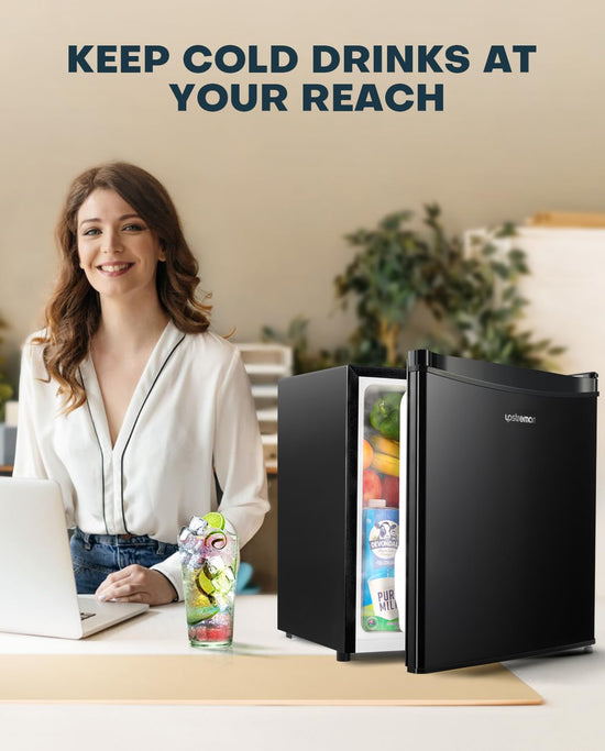 Upstreman refrigerator with adjustable thermostat and freezer compartment