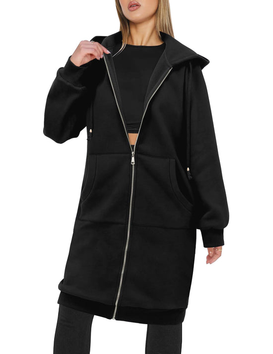 Zeagoo women's sweatshirt — oversized fleece long tunic hoodie jacket coat