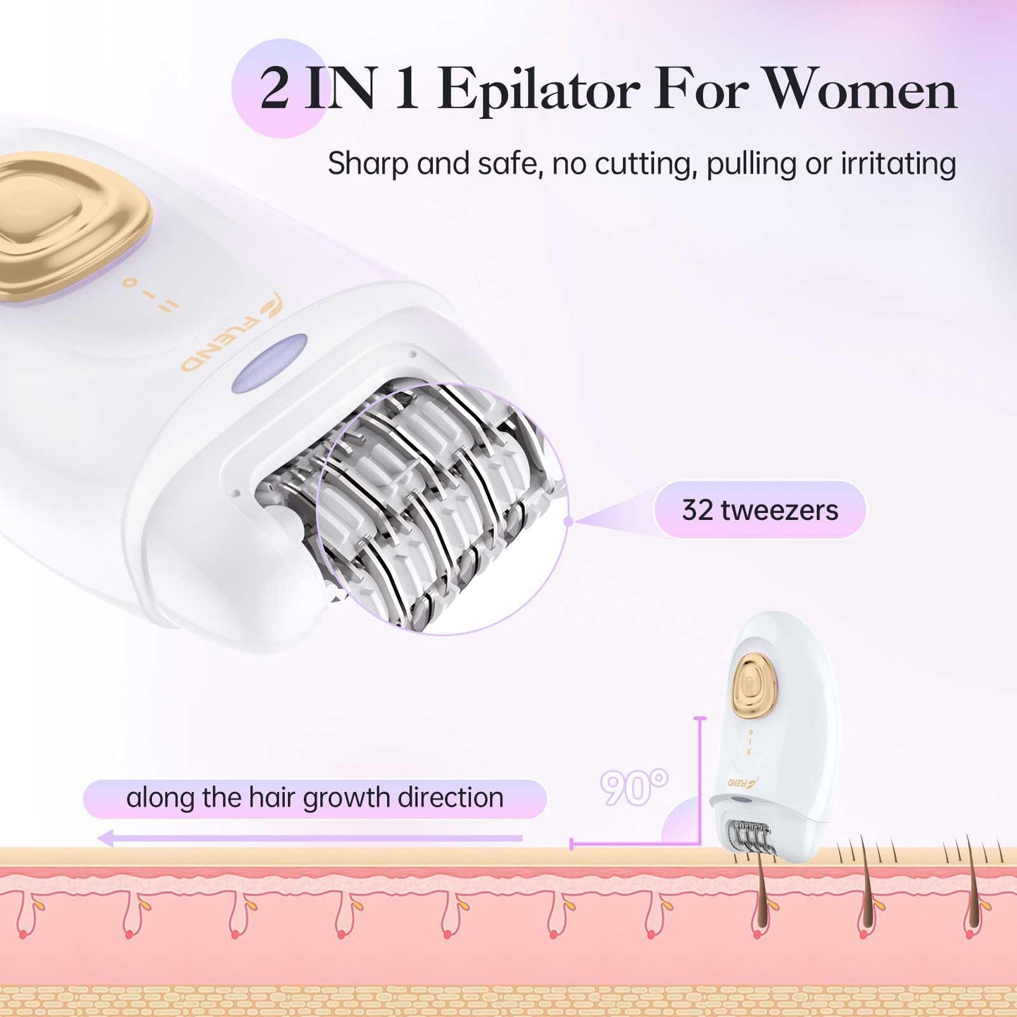Epilator,Epilator for Women,Facial Hair Removal for Women Rechargeable,2 Speeds Hair Removal Device with 36 Tweezers,Hair Removal Device Legs/Face/Bikini/Arms,Epilator for face Smooth Skin