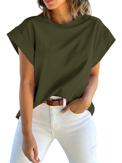 Shirt — Casual cap sleeve loose fit tee by Tankaneo