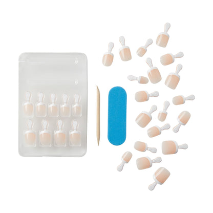 KISS Salon acrylic false nails - Crush Hour, white, petite size, squoval shape, includes glue and tools.