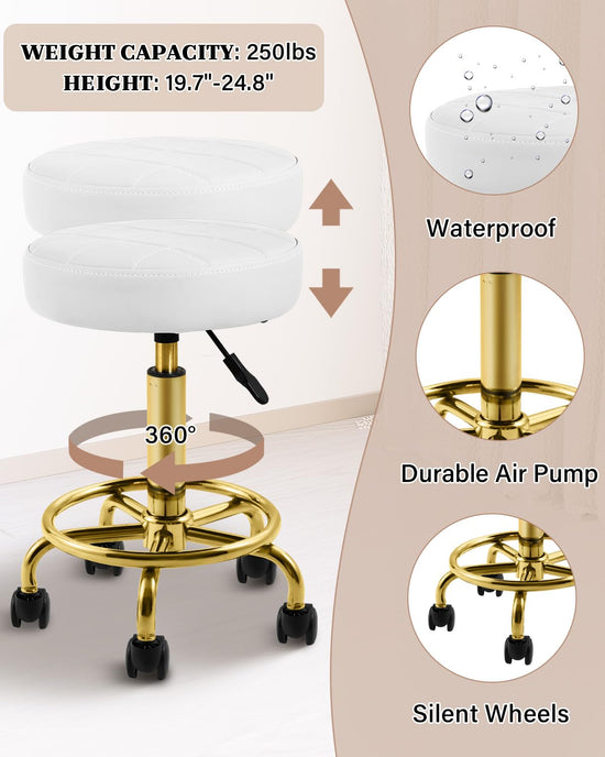 Tythical Tattoo Facial Chair for Clients, Multi-Purpose Esthetician Lash Wax Bed with Adjustable Backrest &Armrests, Professional Beauty Salon Spa Chair for Tattoo Shop Massage Furniture, White Glod