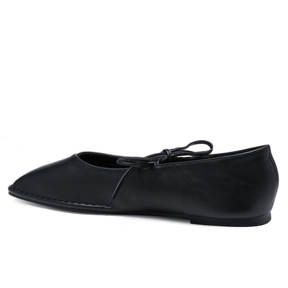 VorisVina ballet flats — lace up square toe with cute bow detail