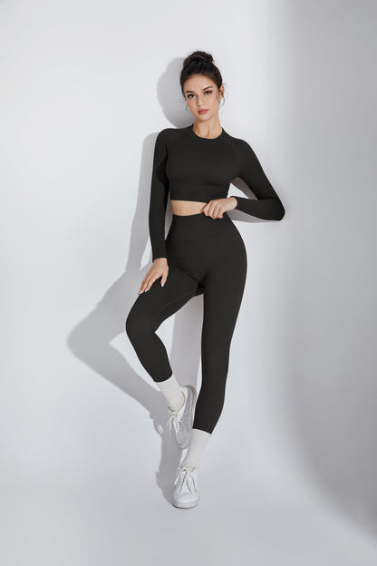 SUUKSESS women workout sets with scrunch hip lifting leggings and crop tops