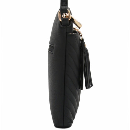 FashionPuzzle medium crossbody bag with tassel accent
