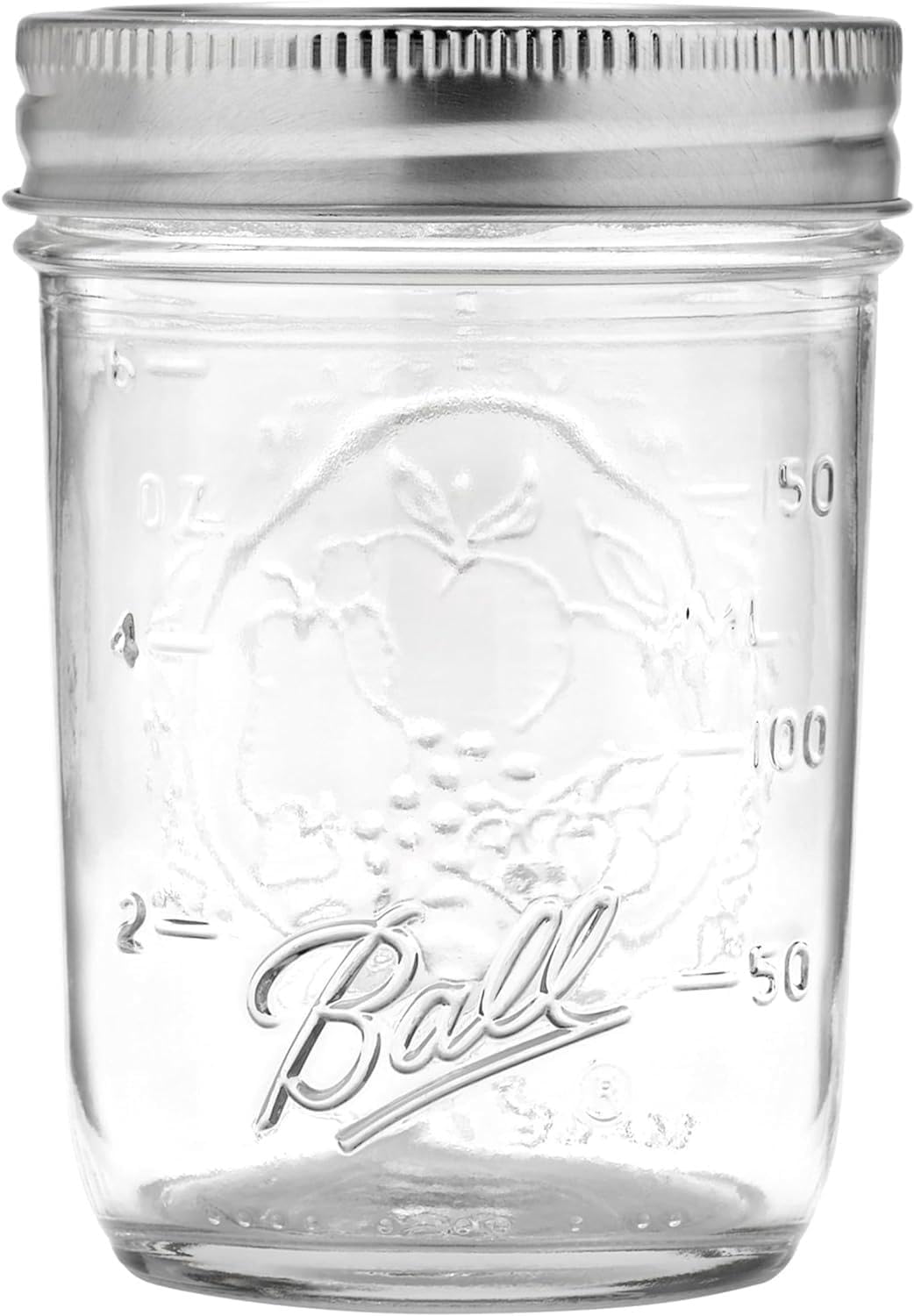Ball mason jars — 8 oz regular mouth jars with airtight lids and bands