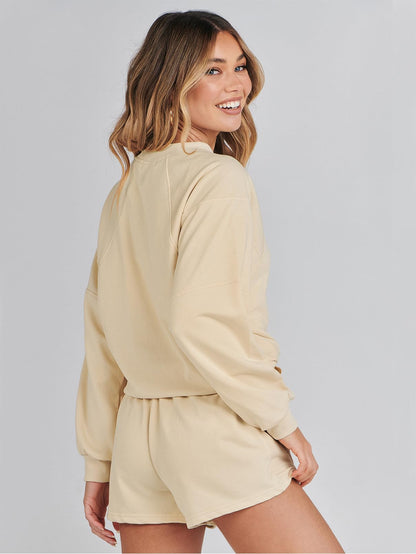 Coordinated outfit — Oversized batwing sleeve top and shorts set by Merokeety
