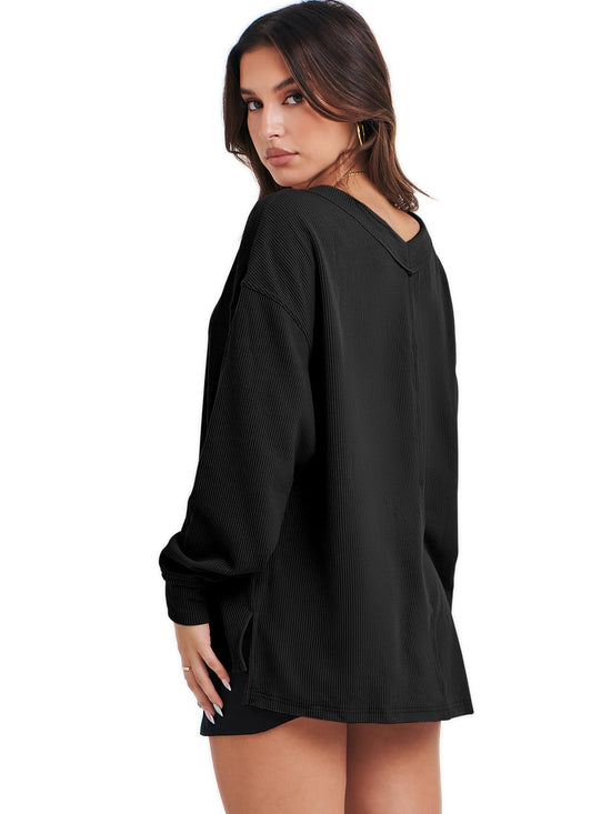 ANRABESS shirt — Oversized off the shoulder long sleeve tunic top