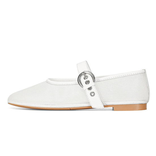 MICIFA ballet flats — leopard mesh design with buckle detail