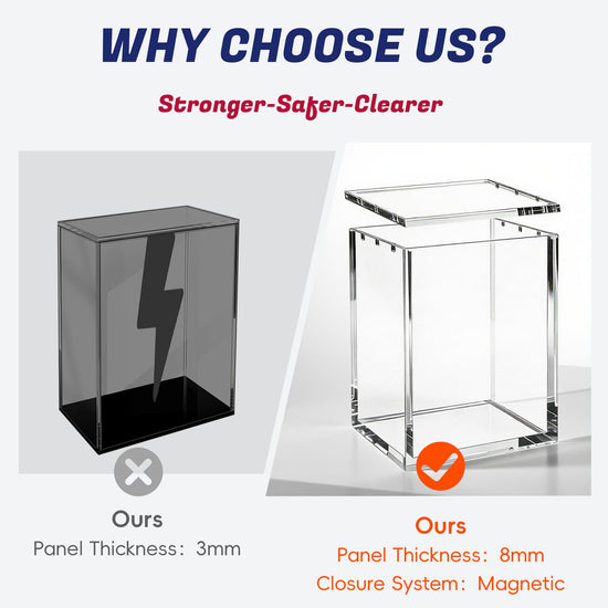 Booster Bundle Acrylic Case – Upgraded Taller Version for Perfect Order & Ascended Heroes, Magnetic Display Case, 5mm Thick Clear Acrylic Storage Box with 3mm Magnet Lid, Stackable Protector