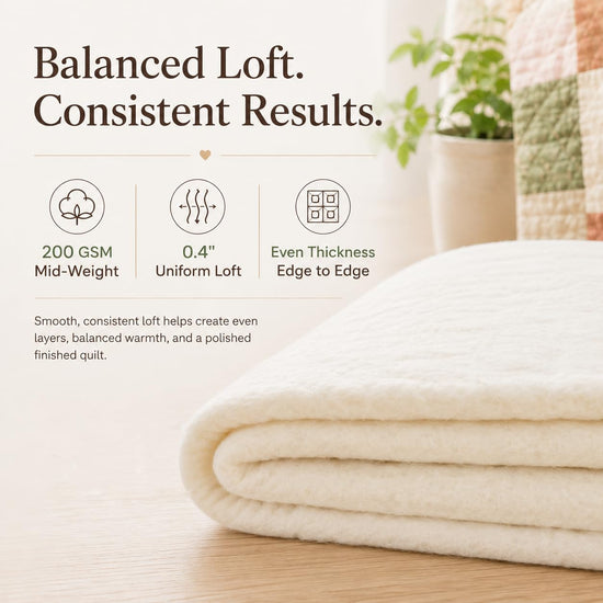 Pin Forest Natural Cotton Quilt Batting, 71"x79" Mid-Weight (200 g/m²) Cotton Batting for Quilting All - Season, 100% Pure, Breathable & Soft - Ideal for Quilting, Sewing, Wearable Art & DIY