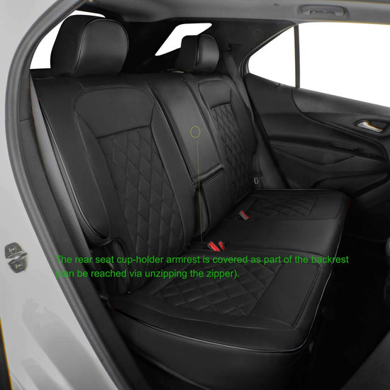 EKR equinox seat covers - custom fit leather car seat cover full set in black for Chevrolet Equinox 2018-2024 (not for Equinox EV)