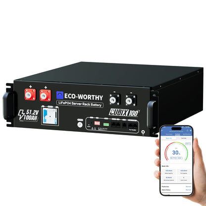 ECO-WORTHY Cubix 100 battery — 48V 100Ah lithium battery with BMS for server rack