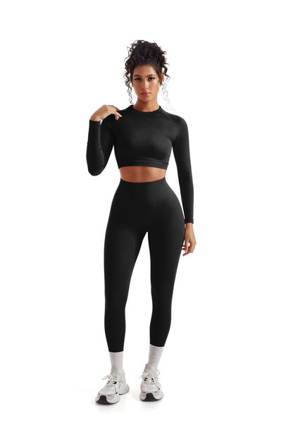 SUUKSESS women workout sets with scrunch hip lifting leggings and crop tops