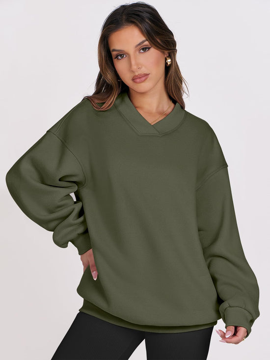 ANRABESS sweatshirt — oversized v neck fleece pullover for comfy casual wear