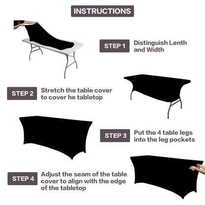 IVAPUPU tablecloth - 6FT fitted stretch black cover for events and parties