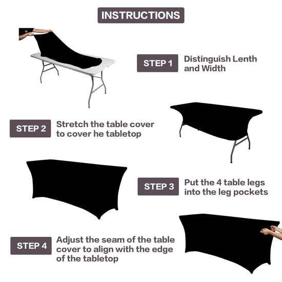IVAPUPU tablecloth - 6FT fitted stretch black cover for events and parties