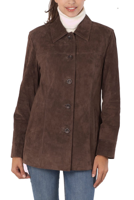 BGSD Women Anna suede leather coat - Plus size and petite available