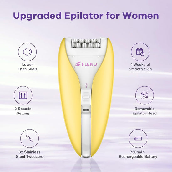 Epilator — Silent facial hair removal device with smooth glide tech and 36 tweezers