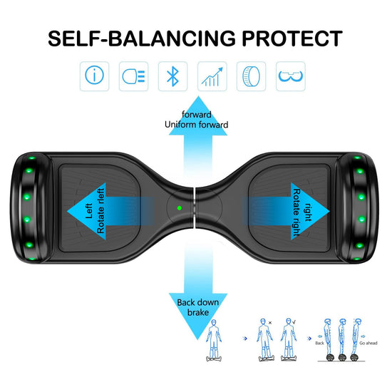 LIEAGLE self balancing electric vehicle with Bluetooth wheels and LED lights for kids and adults