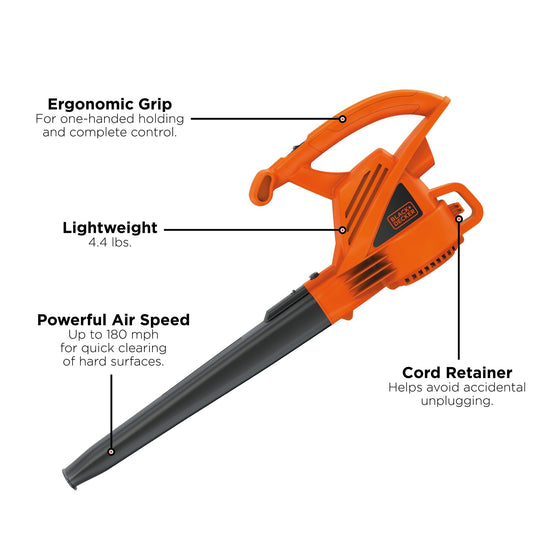 BLACK+DECKER leaf blower with powerful motor