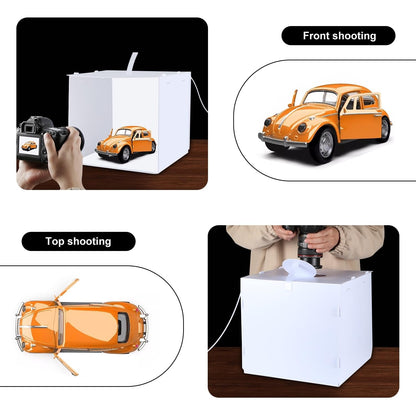 Camera stage lighting modifier — Portable mini photo studio with LED light and backdrops