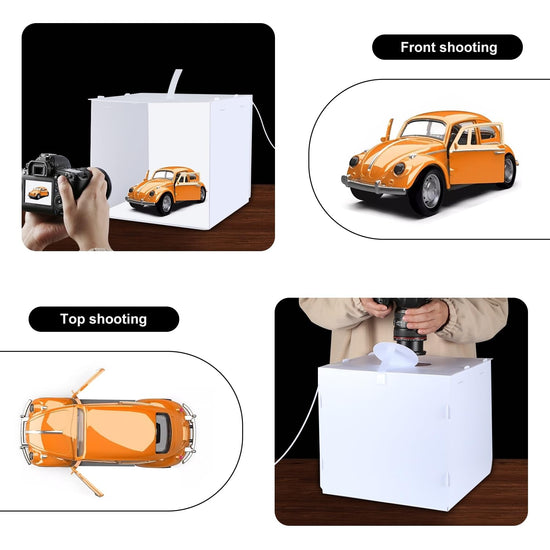 Camera stage lighting modifier — Portable mini photo studio with LED light and backdrops