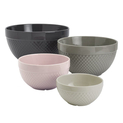 TTU dishware bowl set — Hobnail style stoneware mixing bowls 4 piece set for baking and cooking
