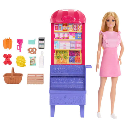 Barbie and Teresa doll playset with market theme and accessories set