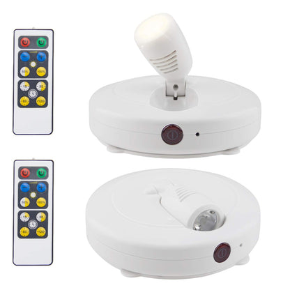 HONWELL Wireless LED Spotlights 2 Pack Accent Light Puck Lights with 2 Remote, Indoor Closet Lights with Rotatable Head,Stick on Artwork Lighting, Picture Light for Paintings