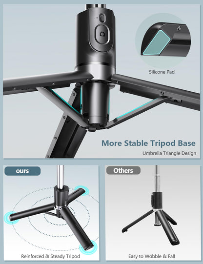 Selfie stick tripod - With light and wireless remote